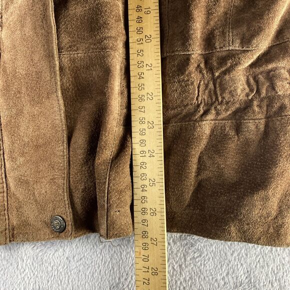 Vtg Pelle Jacket Mens Large Brown Leather Black Patches Retro Classic Biker - Picture 11 of 11